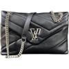 Gaëlle Borsa a Tracolla in Pelle Trapuntata con Catena, Nera, Design VL, Stile Elegante