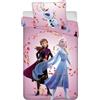 Jerry Fabrics Biancheria da letto per bambini Frozen con copripiumino 140 x 200 cm e federa 60 x 80 cm, in cotone certificato Oeko-Tex Standard, per ragazze, Frozen