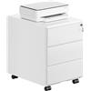 WOLTU Cassettiera da Ufficio Scrivania Studio con Rotelle Mobiletto con 3 Cassetti e Serratura per Documenti Cartelle Sospese Cancelleria, Pre-Assemblato, metallo Bianco SK024ws