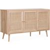 Alice's Home Credenza in cannage 3 Ante, 120cm, Boheme, Marrone Naturale, 120x39x70 cm