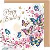 Edition Seidel Biglietto di auguri di compleanno quadrato di alta qualità con busta. Biglietto di auguri per compleanno Happy Birthday con testo in inglese Uomo Donna Farfalle Fiori (GQ466 SW025)