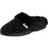 Dearfoams Fuzzy Memory Foam Cable Knit Claire Clog House Slipper with Wide Widths, Pantofole Donna, Nero, Medium