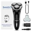SweetLF [2025 Nuovo] Rasoio Elettrico Barba Uomo 1 caricatore rapido con testine rotanti 4D, rasoio ricaricabile con schermo LED, rasatura impermeabile IPX7 + regolabarba SWS7105- Nero