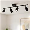 Gr4tec Faretti da Soffitto 4 Luci, Lampadario Faretti Orientabili GU10, Moderna Binario Faretti Soffitto Nero, Faretto LED Interno da Parete per Cucina Cameretta Corridoio, Senza Lampadine