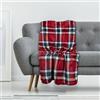 Sono a casa - Morbidissimo Plaid in Microfibra di Alta Qualità - 130 x 160 cm - Caldo e Avvolgente per Tutto l'Anno - Perfetta per Divano e Letto (Scozzese Rosso)