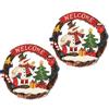 COM-FOUR® 2x ghirlanda natalizia intrecciata - ghirlanda porta WELCOME per Natale - Decorazione natalizia da appendere - ghirlanda di legno ca. Ø24 cm (Pupazzo di neve - M - 2 pezzi)