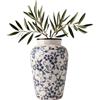 Yizzwtc Vaso Ceramica Bianco e Blu Cineserie, Vaso da Fiori Vintage in Porcellan, VasI Decorativo Ceramica Rustica con Smalto a Crepe per la decorazione casa e ufficio 15,5 x 24,5 cm (L)