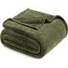 Exclusivo Mezcla Coperta in Peluche Sherpa, per Divano o Letto, Tutte le Stagioni, Morbida e Calda, Soffice e Leggerissima, 230x270 CM, Verde Oliva
