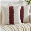 Jayusaror Federe Cuscini Divano 45 x 45 Rosso Borgogna Boho Macramè Cotone e Lino Autunno Copricuscini Decorativo Moderno Elegante Quadrate Federa Cuscin per Soggiorno Camera Giardino Esterno 2 Pezzi