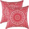 TreeWool - Confezione da 2 - Federe per Cuscini Decorativi con Accenti di Mandala in Cotone (Rosso, 55 x 55 cm)