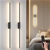 Coinmit 2 pezzi LED ricaricabile dimmerabile Applique, 9W, 100cm lunghezza, lampada da parete con telecomando, Applique con timer, lampada da parete interna, nero