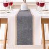 DecorMommt Runner Tavola Moderno Grigio Oscuro 33x183cm Cotone Lino Stampa a Righe Retrò Fattoria Runner da Tavolo Lavabile per Tovaglie Lavabili Runner Cucina per Cena Compleanno Matrimonio Festa Regalo