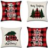 JOTOM Federa per cuscino natalizio, impermeabile, 45 x 45 cm, set di 4 cuscini decorativi per divano, camera da letto, balcone, terrazza, patio, giardino all'aperto (Natale, rosso e nero a quadretti)