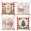 Jiahuade Natale Cuscino,Cuscini natalizi per Divano,4 Pcs Copricuscini Natalizi,Cuscino Natalizio,Federe Cuscini Natalizi,Cotone e Lino Biancheria Cuscini,per Divano per Natale Decorazioni ( 45 x 45 cm）