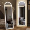 LVSOMT LED Specchio da terra ad Arco, 153x50cm Specchio da parete Grande, Specchio figura intera Arcuato con Luci, Senza Cornice Specchio da terra Camera da letto, Luce a 3 colori, Alluminio, Bianco