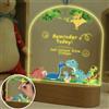 uniqicon Lampada Dinosauro, Luce Neonato Notturna, Regali Nascita Bimba, Tabellone Per Messaggi Illuminato A Led In Acrilico Con Base In Legno, Regalo Primo Compleanno Bimbo