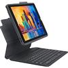 ZAGG Tastiera Pro Keys e custodia con portamatite realizzata per Apple iPad 10.2 (7a, 8a, 9a generazione), tasti retroilluminati stile laptop, QWERTY inglese, funzione auto sleep/wake, nero/grigio