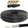 HB-DIGITAL Cavo coassiale SAT HQ135 PRO da 10 m con 2 prese in gomma + 4 connettori F placcati oro gratis | Cavo antenna satellitare quadrupla schermatura | Per impianti DVB-S/S2 DVB-C/C2