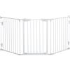 PawHut Cancelletto per Cani con Chiusura Automatica e Sistema di Blocco, in Metallo e Plastica, 180x74.5 cm, Bianco | Aosom Italy