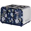 VQ Laura Ashley Tostapane Vintage 4 Fette - Riscaldamento Regolabili, Scongelamento e Modalità di Riscaldamento. Acciaio Inossidabile Tosta Pane con Croissant Scaffale Riscaldante - Elveden Marine