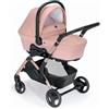 Cam Trio Fluido Easy Passeggino Carrozzina Ovetto e Borsa CUORE ROSA Telaio Oro