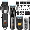 HIENA PRO Tagliacapelli Uomo Professionale, Kit Taglio di Capelli e Cura | Macchinetta per Capelli Senza Fili, Regolabarba, Rasoio a Lamina, Tagliapeli Naso, 7 Pettini, Display LED Della Batteria
