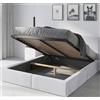 Interbeds Letto matrimoniale imbottito Hilton con struttura, box contenitore, imbottitura idrofobica (bianco, 120x200)