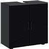 kleankin Mobile Sottolavabo con Armadietto 2 Ante, Mobiletto Bagno Sottolavandino in Legno con Mensola Regolabile, per Lavabi con o Senza Colonna, 60x30x60cm, Nero e Grigio Scuro