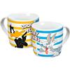 GEDALABELS GEDA LABELS 16425 - Tazza in porcellana, 250 ml, colore bianco (bianco), a righe gialle e blu (giallo e blu)