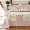 Brandream Set copriletto trapuntato in cotone per letto queen size con patchwork floreale rosa rosa rustico set copriletto set 3 pezzi