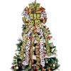 Sailup Puntale per albero di Natale, grande fiocco verde per albero di Natale, in poliestere a pois rossi e verdi, fiocchi regalo per decorazioni natalizie, casa, Ringraziamento, decorazione per interni
