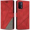 SONWO Cover per Oppo A74 5G / A54 5G Custodia, Flip Caso in PU Pelle Case Cover Premium Portafoglio Custodia per Oppo A74 5G / A54 5G, Supporto Stand, Slot per Schede, Rosso