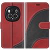 BoxTii Cover per Honor Magic6 PRO 5G, Custodia in PU Pelle Portafoglio, Magnetica Flip Cover a Libro con Slot per Schede per Honor Magic6 PRO 5G, Rosso