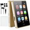 PINHUI 64 GB Lettore MP3 Bluetooth 5.3 con altoparlante, display da 2,8 pollici, audio HiFi, lettore MP4, lettore MP3 per bambini, radio FM, contapassi sportivo, scheda di memoria espandibile da 128 GB (oro)