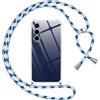 Pnakqil Cover per Samsung Galaxy S25 FE con Cordino, Trasparente Custodia con Laccio Tracolla Cellulare Girocollo Collana Protettiva per Samsung S25 FE 6.7 Pollic, Blu