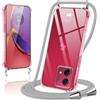 Coiwxmoi Cover per Motorola Moto G84 5G con Cordino 6,5,Trasparente Custodia con Laccio Tracolla Corda Catena Cinghia,Ultra Morbido Silicone TPU Antiurto Case, Grigio Chiaro