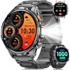 NAIXUES Smartwatch Uomo Militare con 1000mAh/Torcia LED/5ATM, 1,91 AMOLED Smartwatch Fitness con Chiamate/110+ Modalità Sportive/Cardiofrequenzimetro/SpO2/Sonno/Notifiche Messaggi Android iOS Nero