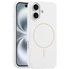 Mixroom - Custodia Cover Case per iPhone 16 in Tpu silicone liquido morbido compatibile con MagSafe con cerchio magnetico integrato Bianco C09
