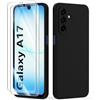 binandteam Cover per Samsung Galaxy A17 5G / 4G (6.7) con 2 Pezzi Vetro Temperato Custodia, Gomma Gel di Silicone tpu Liquida Antiurto Antigraffio Case - Nero