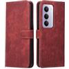 MIKULLE Cover a Libro per Xiaomi Redmi 15 4G (6.9), Custodia in Pelle PU e Silicone TPU Bumper, Flip Chiusura Magnetica Caso Portafoglio con Funzione Stand - Rosso