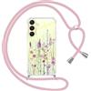 Yoedge Cover con Cordino per Samsung Galaxy A25 5G 6,5, Aesthetic Disegni Fiori Custodia Trasparente con Collana Tracolla Laccio Collo, Sottile Silicone PC Antiurto Protettiva Case per Samsung A25,03