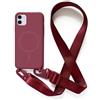 2NSPDRGNI Magnetica Cover con Collana Compatibile con iPhone 11,Case con Laccio per Il Collo Custodia con Cordino,Rosso