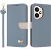 TAUYN Custodia per Honor 400, PU Pelle Flip Cover Antiurto TPU Custodie, Slot per Schede & Supporto Funzione, con Cordino -Blu