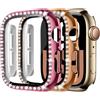 MYAPULUA 2 Pezzi Bling Cover per Apple Watch Custodia Rigida PC con Brillantini Glitter con Pellicola Protettiva in Vetro Temperato Custodia Protettiva per iWatch serie 10 9 8 7 6 5 4 SE