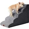 EHEYCIGA Scaletta per Cani 5 Gradini Altezza 57 cm, Scala Cane Piccoli e Gatti in Spugna per Salire su Letti Alti, Antiscivolo Rampa per Cani con Rivestimento Rimovibile e Lavabile, Grigio
