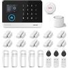LWOHSI Sistema di allarme di sicurezza domestica WIFI+GSM, kit allarme fai da te con rilevatore PIR, telecomandi, sensore porta/finestra compatibile con Alexa, NESSUN canone mensile