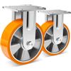 W B D WEIBIDA 150mm Rotelle per Mobili Pesanti Fisso, Capacità 570KG per Pezzo, Ruote in Poliuretano Durevoli e Robuste, Ruote Fisso con Nucleo in Alluminio, Ruote per Mobili o Industriali, Set di 2