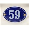 A.G.S. Numero civico n. 59 ovale smaltato blu bianco