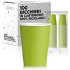 cubex professional 100 Bicchieri in Carta 200ml Biodegradabili Ed Ecologici Monouso, Per Asporto Bevande Calde E Fredde, Colorati E Made in Italy (100 Bicchieri, Verde)