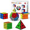 Vdealen Cubo Magico 2x2 4x4 Piramide Mirror Megaminx Magic Cube, Lisci Speed Cube Confezione da 5 per Principianti e Utenti Avanzati Cubo di Velocità, Regalo per Bambini Adolescenti Adulti